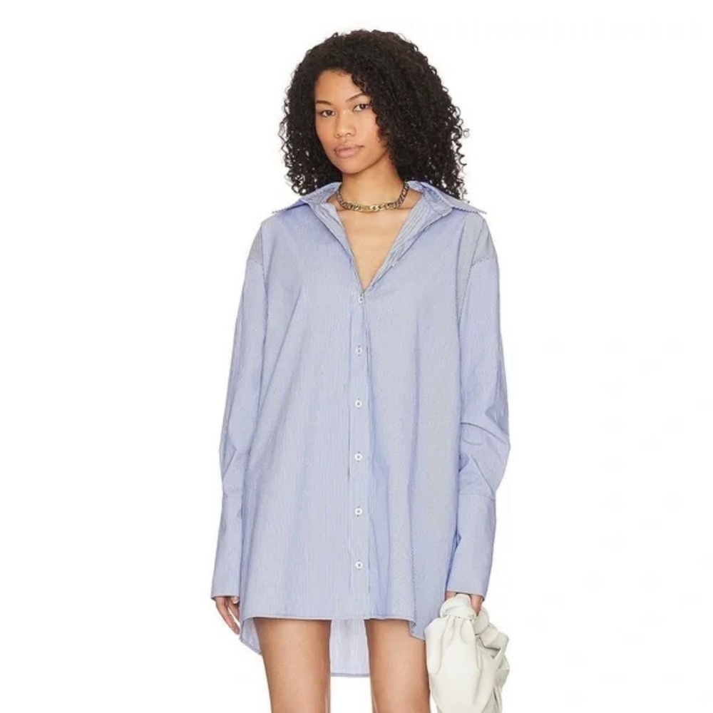 Camila Coelho Classic Blue Pinstripe Shirt